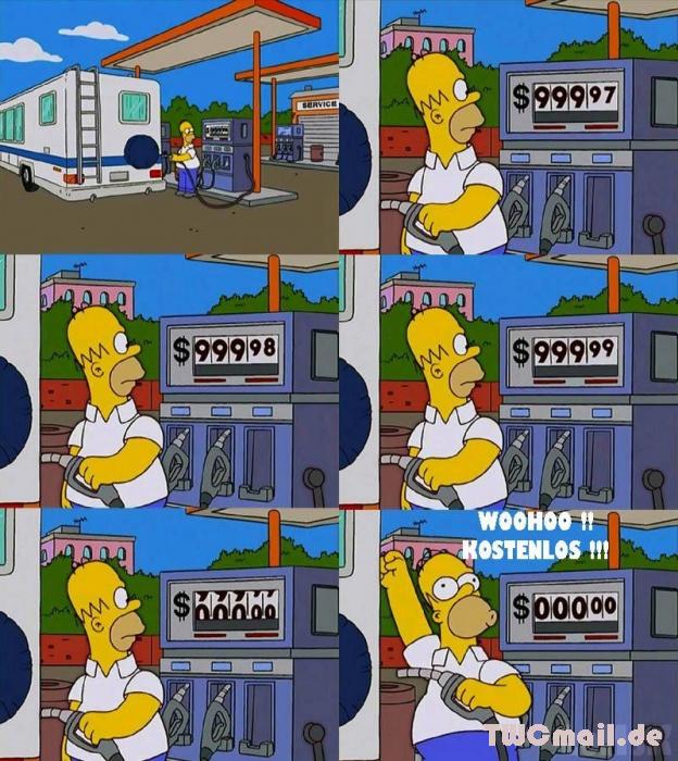 Homer Simpson beim Tanken
